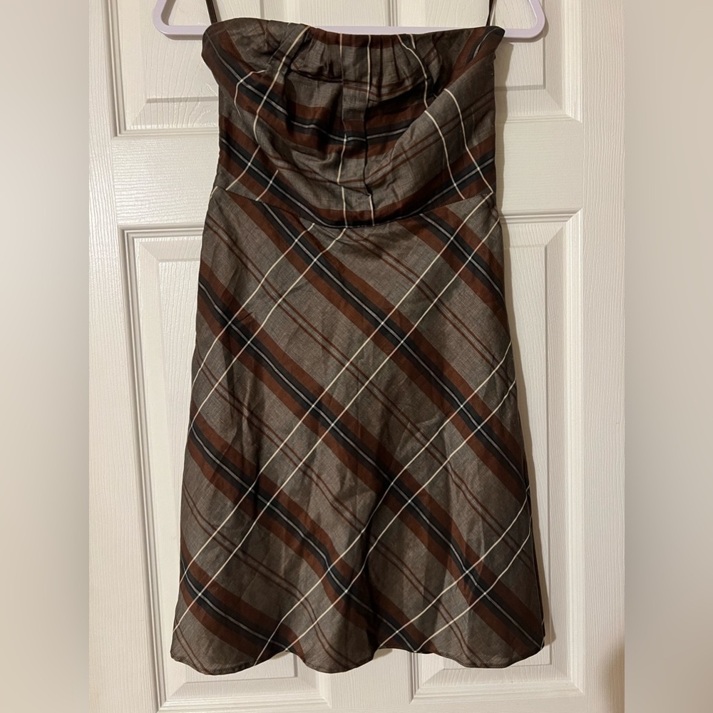Banana Republic Plaid Strapless Mini Dress Size 0 NWOT
